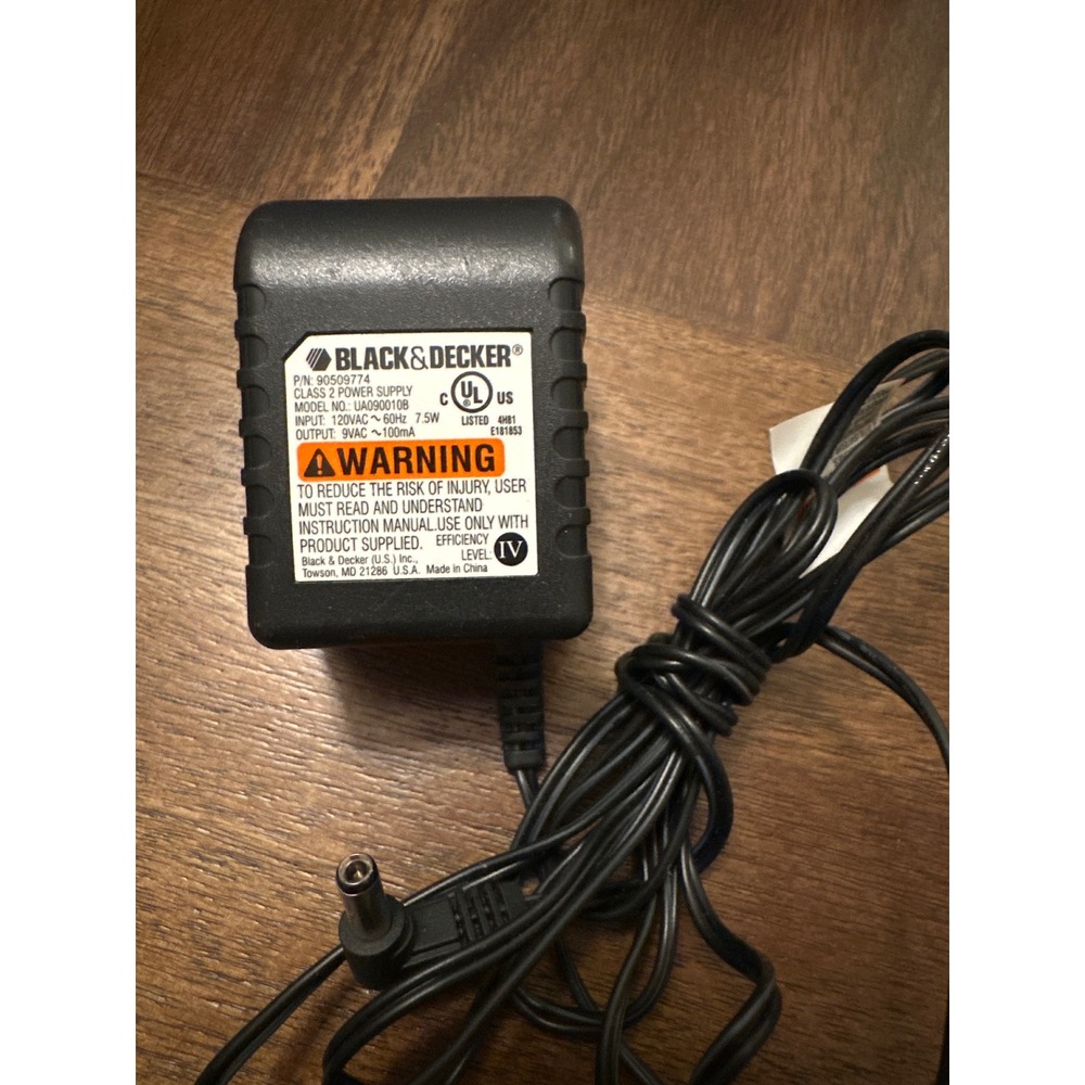Black & Decker 9VAC 100mA Power Supply Adapter UA090010B 90509774